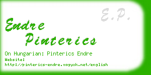 endre pinterics business card
